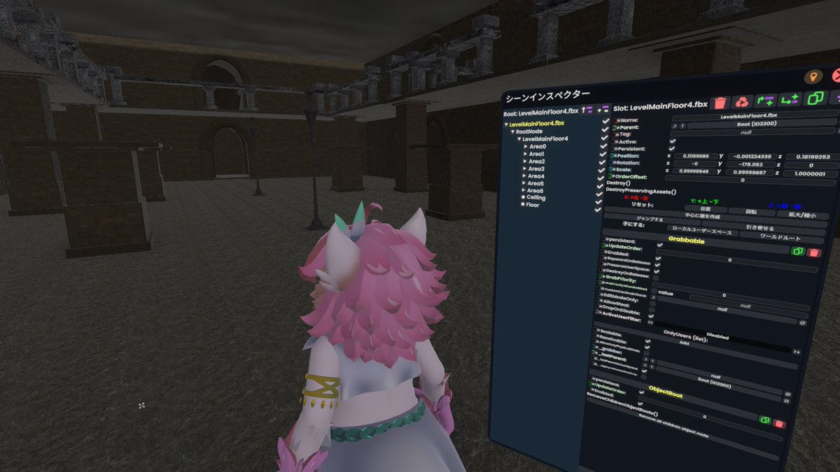 TKTileira's tweet photo. ゲーム内で作ったフロアのデータを持ってこれた
コライダーを設定しないと歩けないけどゲーム内の空間そのまま再現できそう https://t.co/JEiVvSlubM