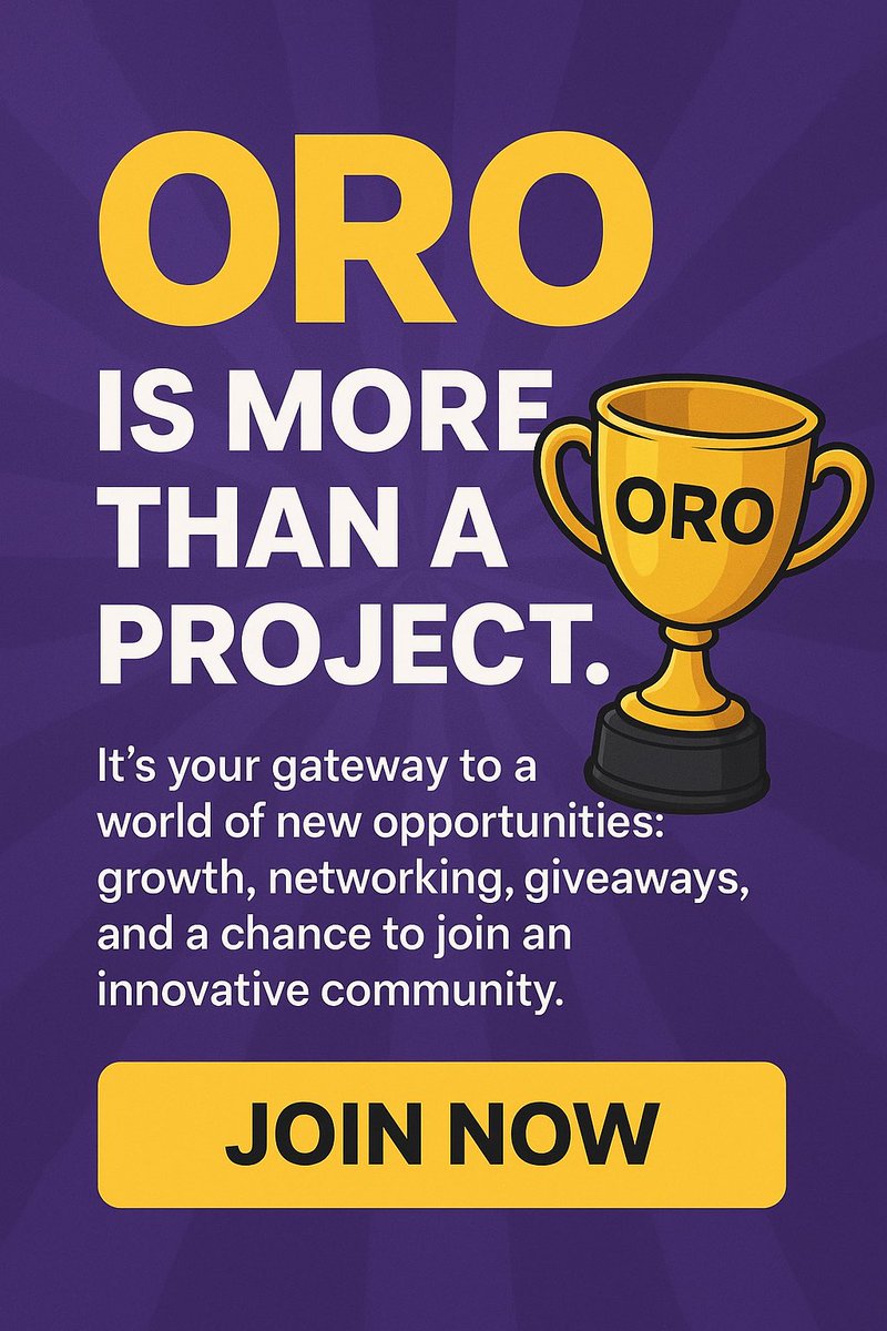 vasyakr8628's tweet photo. ๐ ORO is more than just a project.
Itโs your launchpad into a world of new opportunities: growth, networking, giveaways, and a chance to join an innovative community.
Donโt wait โ join today!
๐ Be part of #ORO and create your future!
#OroProject #giveaways #future https://t.co/c073UH51iy
