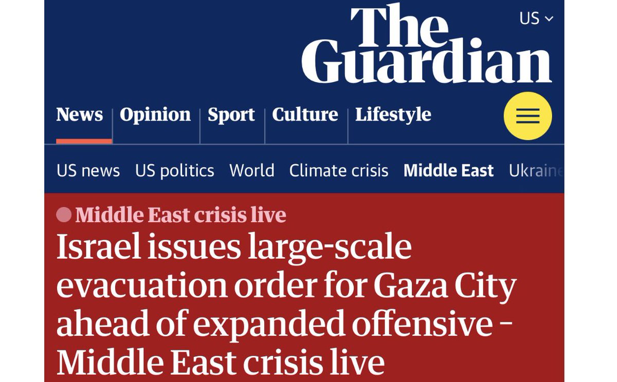 AssalRad's tweet photo. It’s not an “evacuation order” when there is nowhere to go and Israel is destroying the city so Palestinians have nothing to return to. The words they refuse to use are ethnic cleansing, forced displacement, war crime…

Western media is whitewashing genocide in real time. https://t.co/23tdDuKxZt