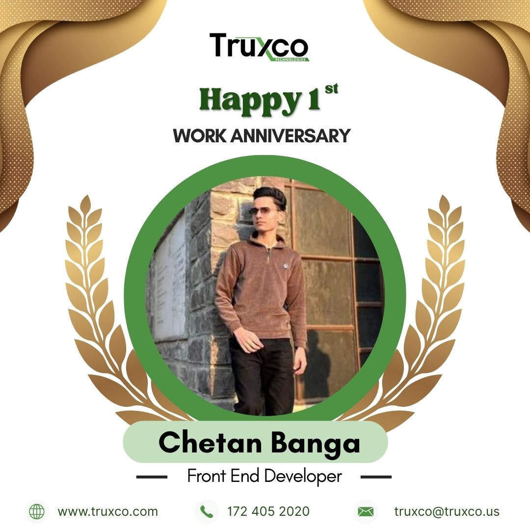 Truxco_it_tech's tweet image. 🚀 Marking 1 Year of Passion &amp;amp; Progress 🚀
Congrats to Chetan Banga, our talented Front-End Developer, on completing his 1st year at Truxco Technologies! 🌟
Your positivity, hard work &amp;amp; creativity have left a big impact. 

#TruxcoTechnologies #WorkAnniversary #TeamTruxco