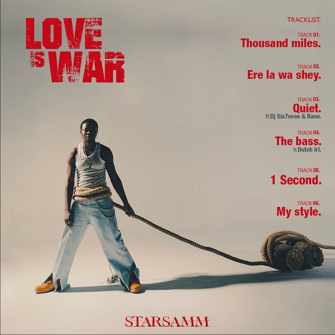 starsamm's tweet image. Love is war crossed over 100k on Spotify, appreciate everyone involved for rocking with me. 🥀

Like I said, this is the end of the beginning, it cannot be ignored… so if you haven’t listened, please listen… there’s something in there for everyone❤️‍🩹

#Starsamm #LoveIsWar