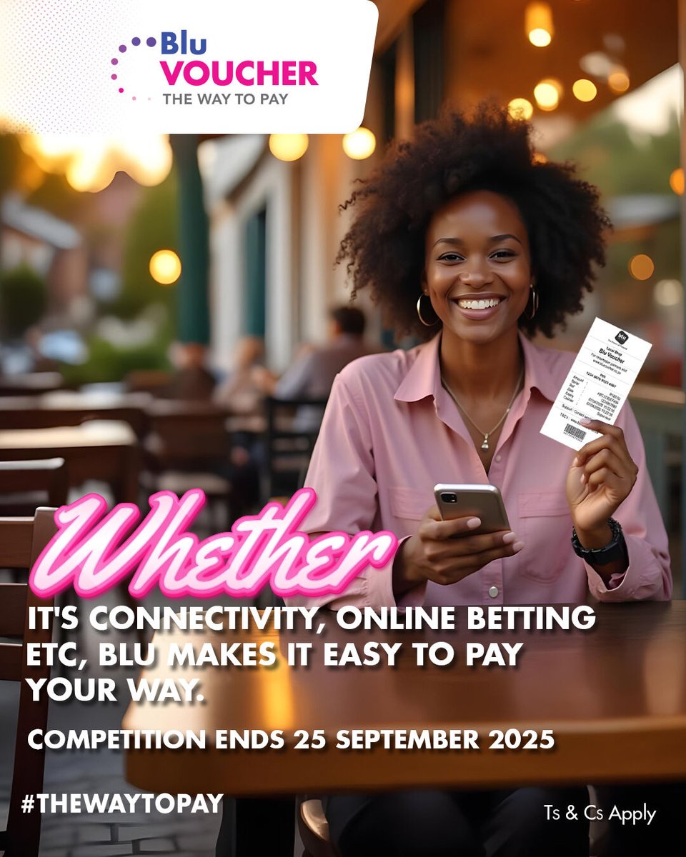 Win with Blu Voucher! Like our page, comment below, and tell us 5 places where you can buy a Blu Voucher — it’s that simple! 

We’re giving away 20 x R100 Blu Vouchers in a lucky random draw to winners who get it right. Whether it's connectivity, online betting, etc, Blu Voucher