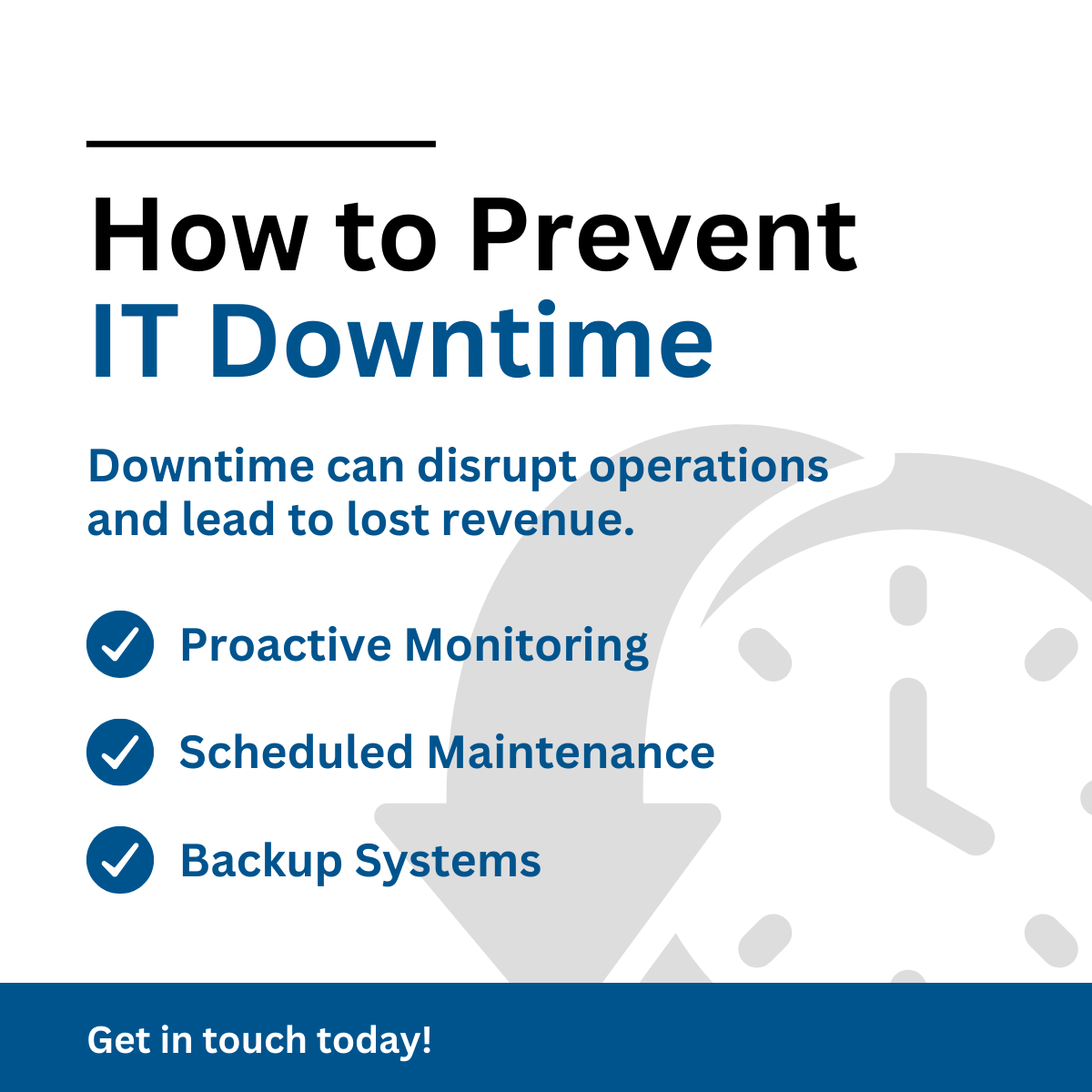 netplatformsltd's tweet image. IT downtime can disrupt business and lead to lost revenue.

Protect your operations with proactive monitoring, scheduled maintenance, and backup systems for seamless continuity.

Let’s keep your IT systems running smoothly: visit-our.link/dxqQrkf

#ITDowntime #BackupSystems
