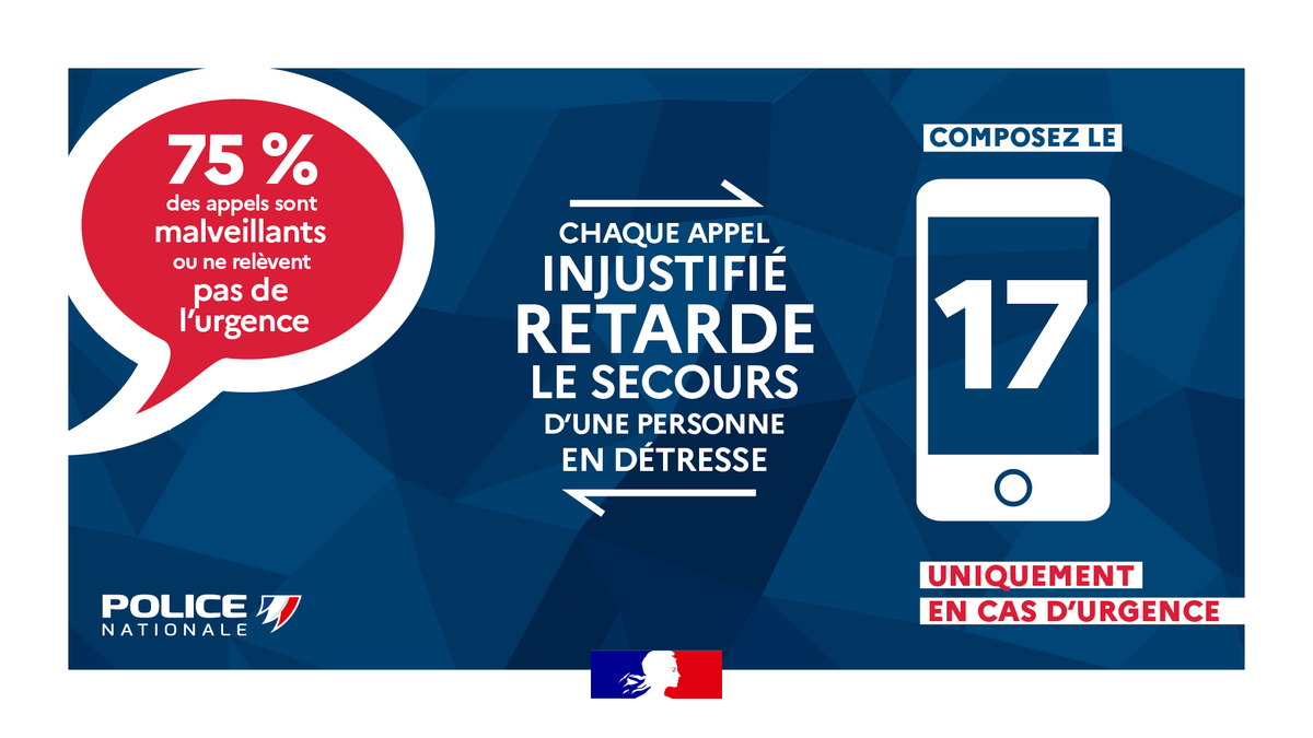 #MardiConseil | Il est toujours bon de rappeler qu'un appel au 17 ou tout autre service d'urgence/secours ne doit se faire qu'en cas de nécessité absolue‼️

➡️Tout appel abusif, qui ne fait que retarder les services d'urgences est passible de 2 ans de prison et 30 000€ d'amende.