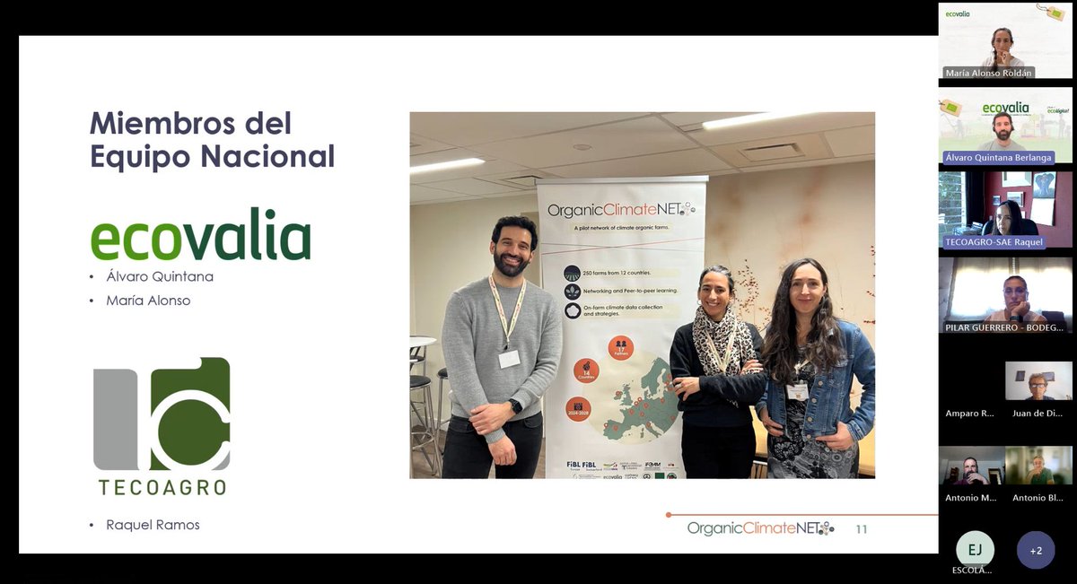 OrgClimateNET's tweet image. 🔙 Last Wed, @Ecovalia hosted their 1st national online meeting with farmers 🇪🇸.
They presented the project, introduced the team &amp;amp; shared updates on:

📍 National Event in Canals (20–24 Oct 2025)
🌍 Intl. Cross Visit to Spain (Nov 2025)

More at👉 organicclimatenet.eu