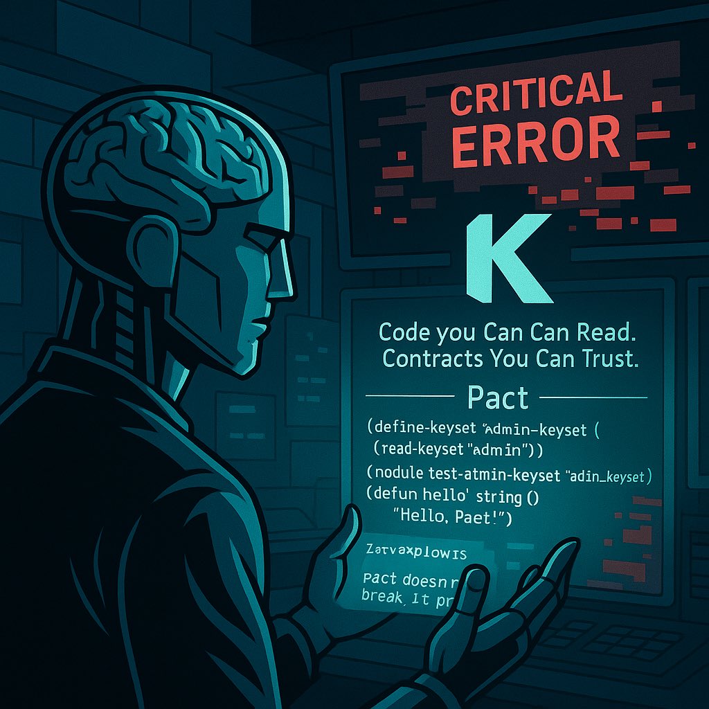 Smart contracts unlocked Web3, but they’re also the single biggest source of hacks and lost funds.

Kadena built Pact differently:

- Human-readable: anyone can audit code, not just devs.
- Safe by design: Turing-incomplete to avoid hidden exploits.
- Formal verification: prove a