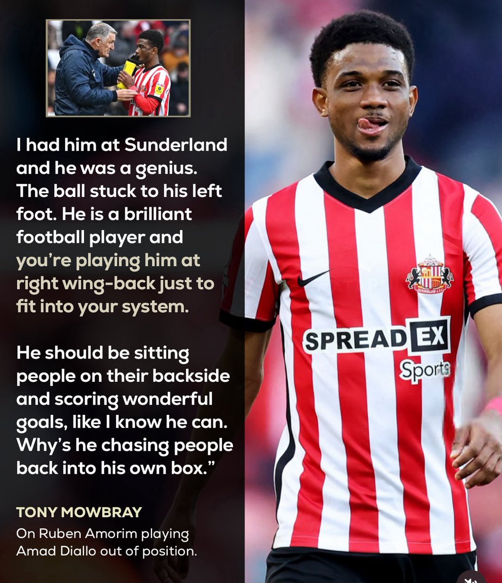 SimplyUtd's tweet image. 🚨🗣 Tony Mowbray on Ruben Amorim playing Amad Diallo out of position
