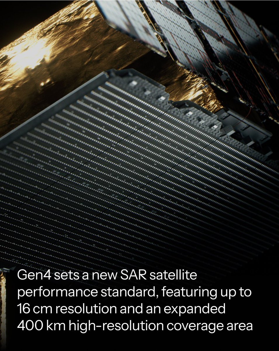 iceye_global's tweet photo. ICEYE's Gen4 is now commercially available, setting a new performance standard with up to 16 cm resolution and an expanded 400 km field of regard – resulting in the world's highest-fidelity SAR imagery.

Read more here: https://t.co/VOI79P9aLp https://t.co/e8axAg76RT