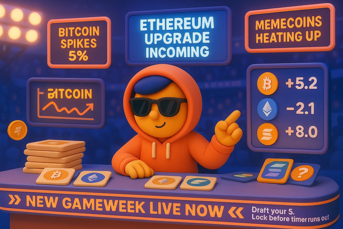 rebellion_labs's tweet photo. 📺 New Gameweek. New headlines.
📈 Bitcoin pumps. ETH wobbles. Memecoins go wild.
👀 Who’s in your squad this week?
⚔️ Draft now → https://t.co/Ry3bBFexVi
#FantasyFinance #Rebellion #CryptoMarket https://t.co/wwXlyplAdf