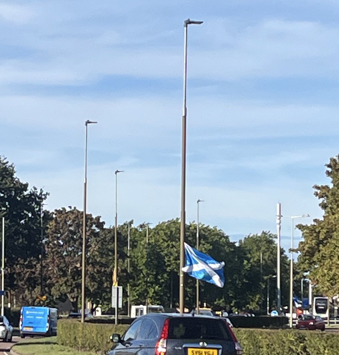 Thats the flags out along Calder Road. 👍🏴󠁧󠁢󠁳󠁣󠁴󠁿🏴󠁧󠁢󠁳󠁣󠁴󠁿