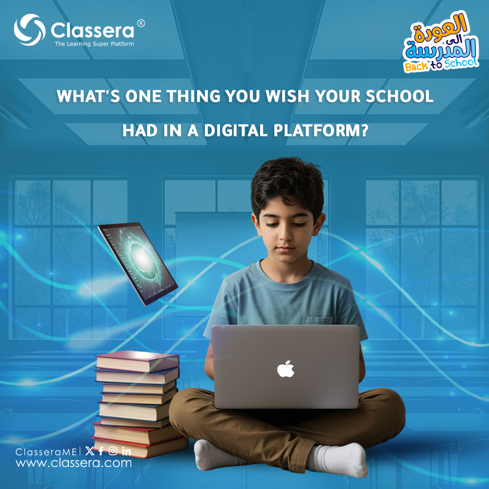 Classera's tweet image. Let's hear it from you!
What's one thing you wish your school had in a digital platform?
Share your thoughts in the comments below, and let's spark a conversation.
For more information about products: sh.classera.com/DemoEn
#EdTech #SmartLearning #Classera #BackToSchool