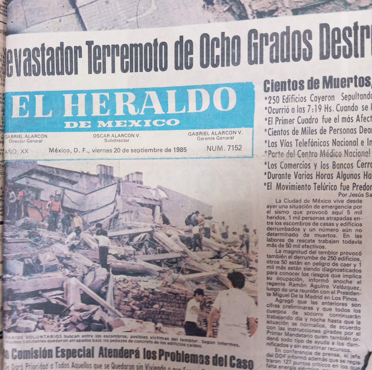 Joely1984's tweet photo. A partir de mañana, publicaré durante 10 días, hasta el 19 septiembre, notas, publicaciones  e historias desde lo deportivo y  espectáculos: sobre el terremoto de 1985, a 40 años de distancia. https://t.co/5MJMVhyFhl