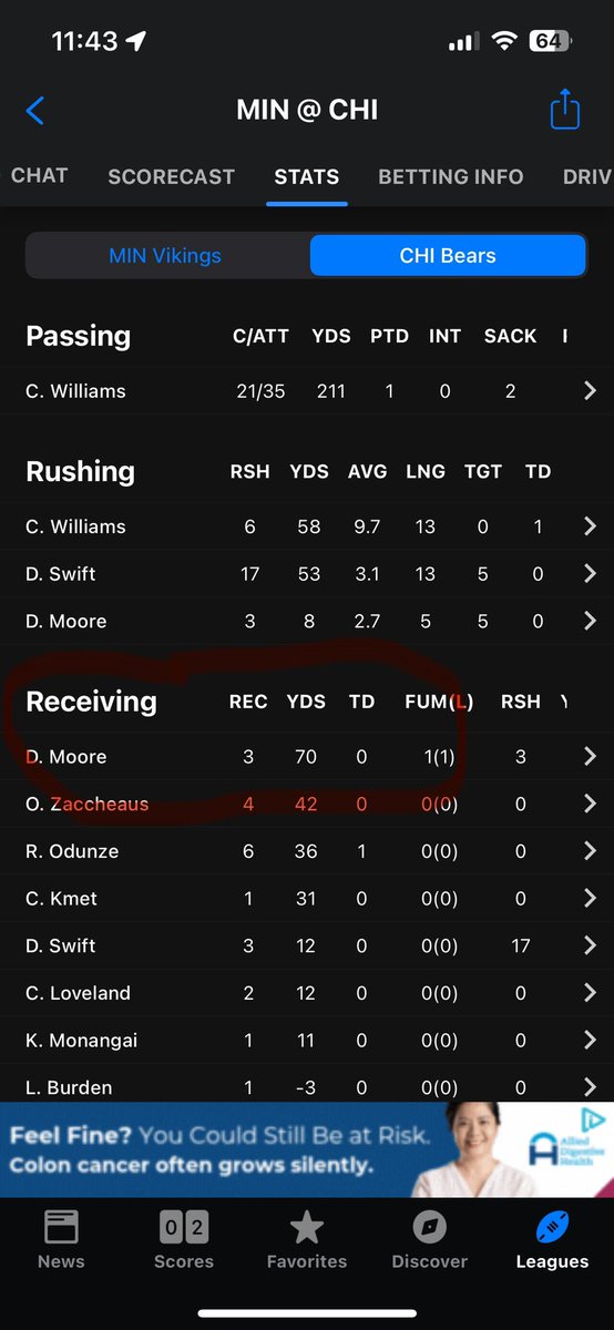 nasca29's tweet photo. @DKSportsbook  what the Hell is this?? DJ Moore had 70 Receiving yards why am I not getting paid ??? Fix this or I’ll never use your site ever again https://t.co/8vefsFfx6O