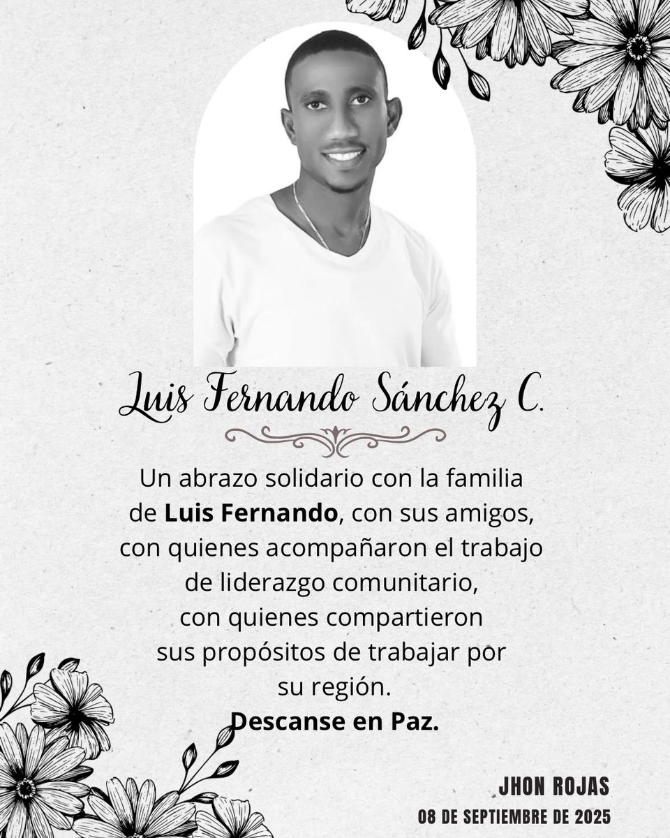 Lamentable hecho en el que pierde la vida Luis Fernando Sánchez Caicedo, un #líder comprometido con su región, con el #Pacífico Nariñense. Mis condolencias para su familia, sus amigos y su gente.