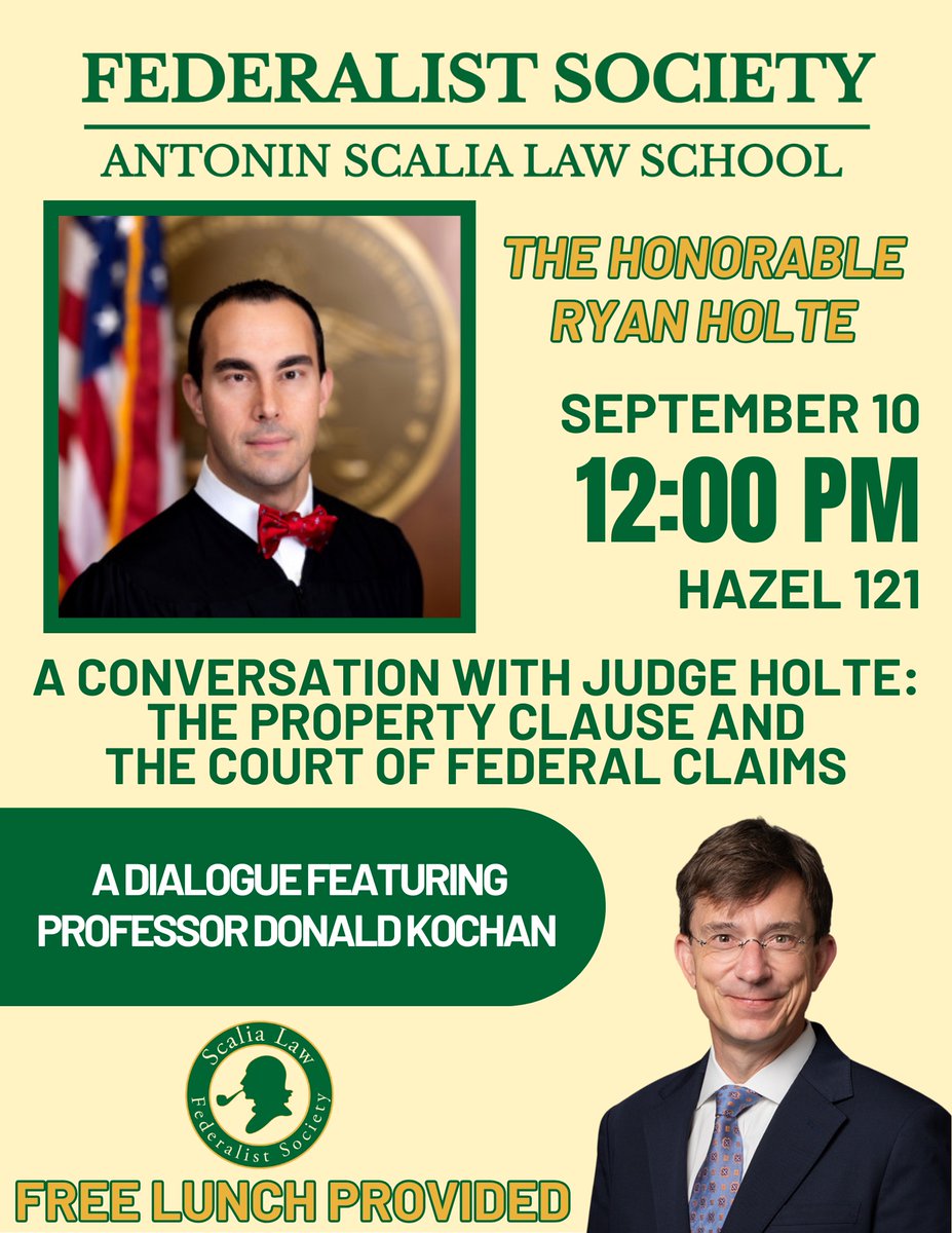 Excited to be commenting Wednesday on Judge Ryan Holte's insightful "Property Clause" work, available here: papers.ssrn.com/sol3/papers.cf…. My comments will flow from my work on the feds' duty to dispose of public lands, available at: papers.ssrn.com/sol3/papers.cf… // <a href="/MasonLEC/">MasonLEC</a> <a href="/georgemasonlaw/">Scalia Law School</a>