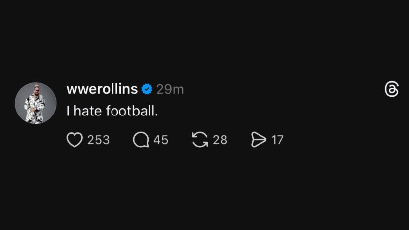 The NFL season has officially started for Seth Rollins

💀

(Threads)