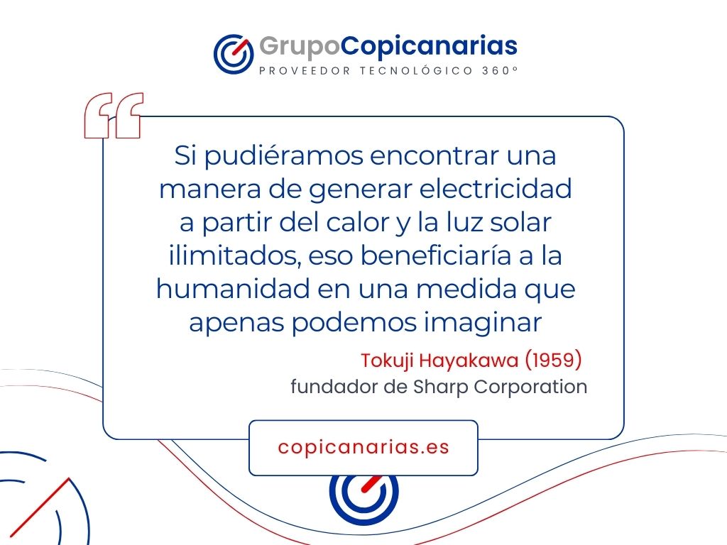 En el #113Aniversario de @sharp_es recordamos la visión de su fundador en 1959 que, cuatro años después, llevó a la producción masiva de paneles solares. ☀️🌍 #AniversarioSharp #Innovación #Sostenibilidad