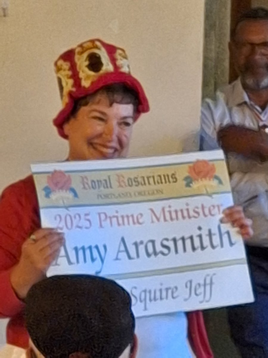 Tonight was the final Council meeting under the reign of Prime Minister Amy Arasmith held at Migration Brewery.  Amy thanked all the Council members personally for their support during her reign. Cindy Marker bestowed Amy with her own “Royal Rosarian Lager” Crown.