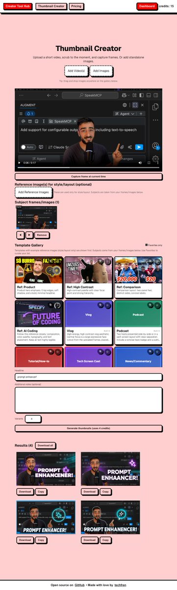 techfrenAJ's tweet image. A good youtube thumbnail makes or breaks a video

I just shipped an app that makes it so easy to create amazing thumbnails!

Fully Open source &amp;amp; hosted options 🔗👇