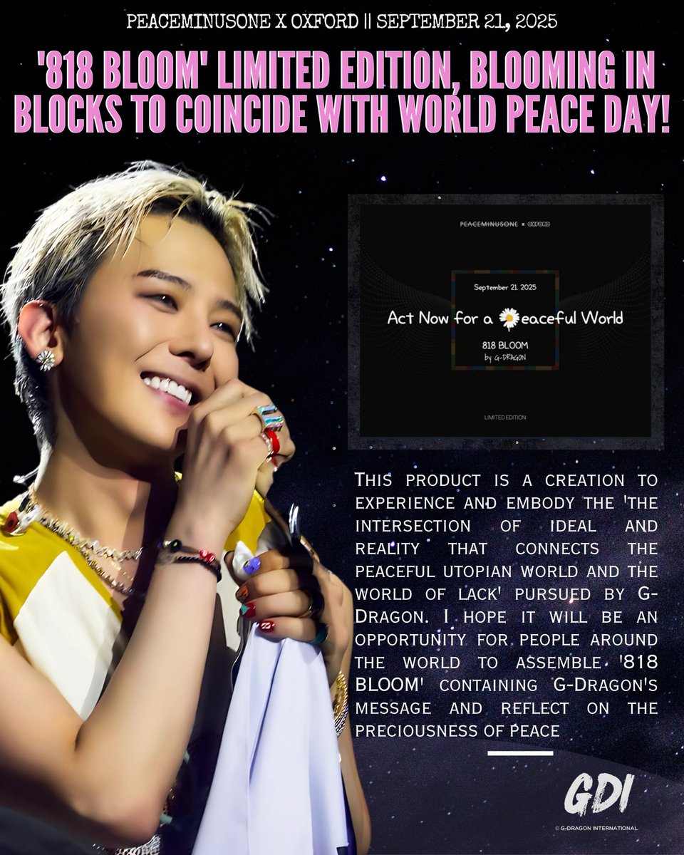 G-DRAGON's fashion brand PEACEMINUSONE is set to launch a new