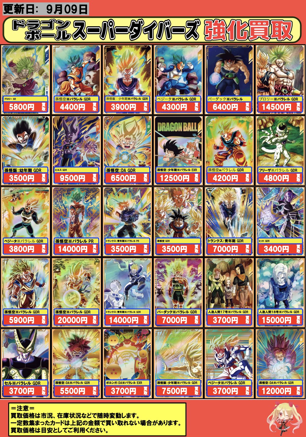 SDV1 GDRブロリー、バーダック、孫悟空、ベジータ、孫悟飯パラレル5枚