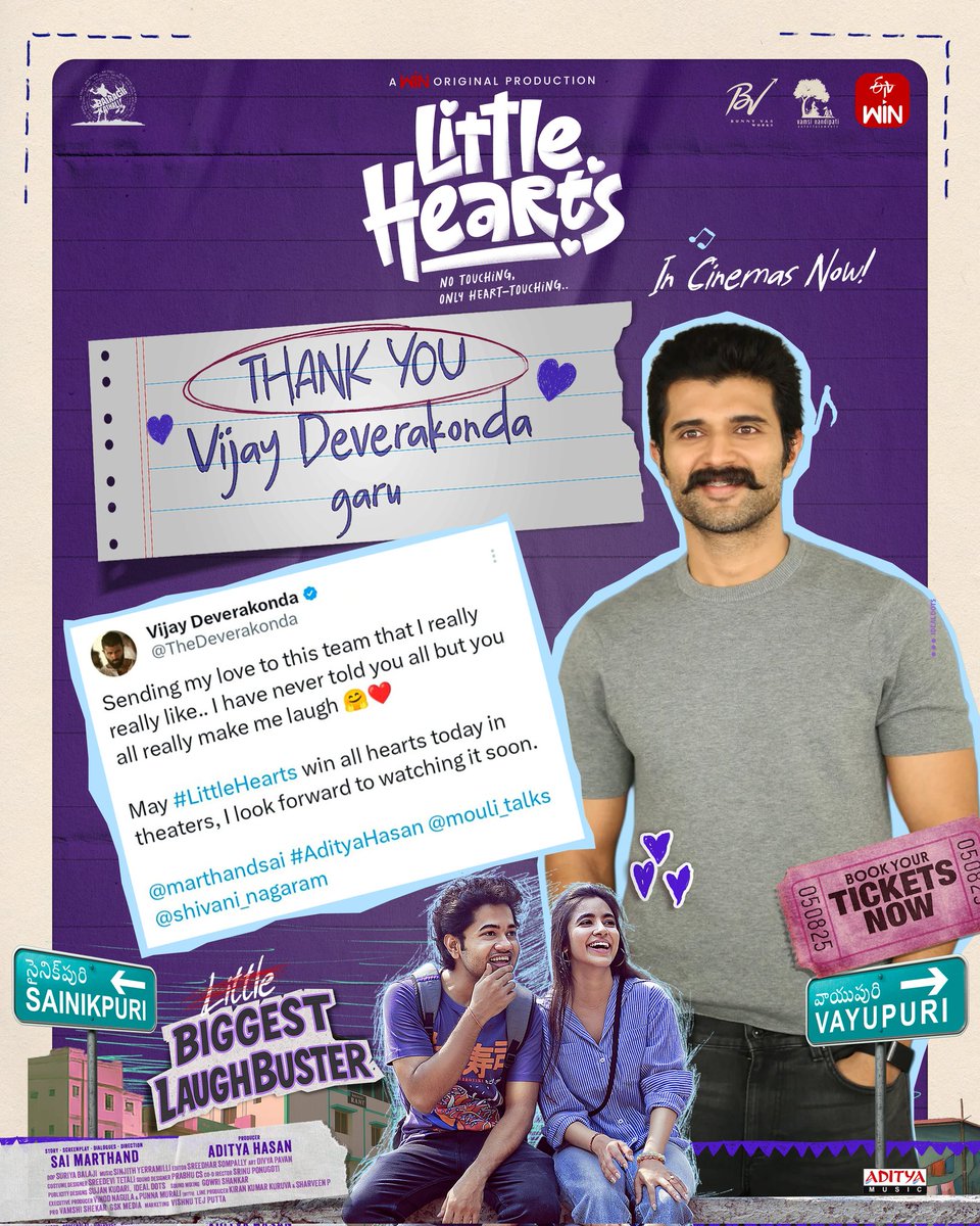 Bunny Vas (@thebunnyvas) on Twitter photo To the Dearest <a href="/TheDeverakonda/">Vijay Deverakonda</a> garu. Very Happy and Huge Thanks for your support to our #LittleHearts ❤️
We're glad we really made you laugh😅 To the Dearest <a href="/TheDeverakonda/">Vijay Deverakonda</a> garu. Very Happy and Huge Thanks for your support to our #LittleHearts ❤️
We're glad we really made you laugh😅