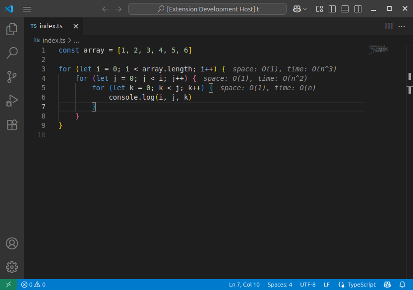 devhenryhale's tweet photo. 🚀 Just released "JavaScript Complexity Analyzer" for VS Code! 

See Big O complexity directly in your editor with inline decorations. Supports JS, TS, JSX, and TSX files.

✨ Real-time analysis
⚡ Zero config setup  
🆓 Completely free

https://t.co/0VFImbNl62 https://t.co/6GqETmt75Q