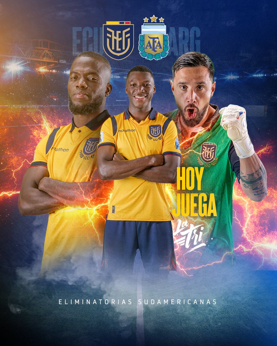 🇪🇨 𝐇𝐎𝐘 𝐒𝐎𝐌𝐎𝐒 𝟏𝟖 𝐌𝐈𝐋𝐋𝐎𝐍𝐄𝐒 🇪🇨

🆚 🇦🇷
⌚️ 18h00
🏟️ Estadio Banco Pichincha
🗓️ Fecha 18 - Eliminatorias 26

#LaTriNosUne 🇪🇨