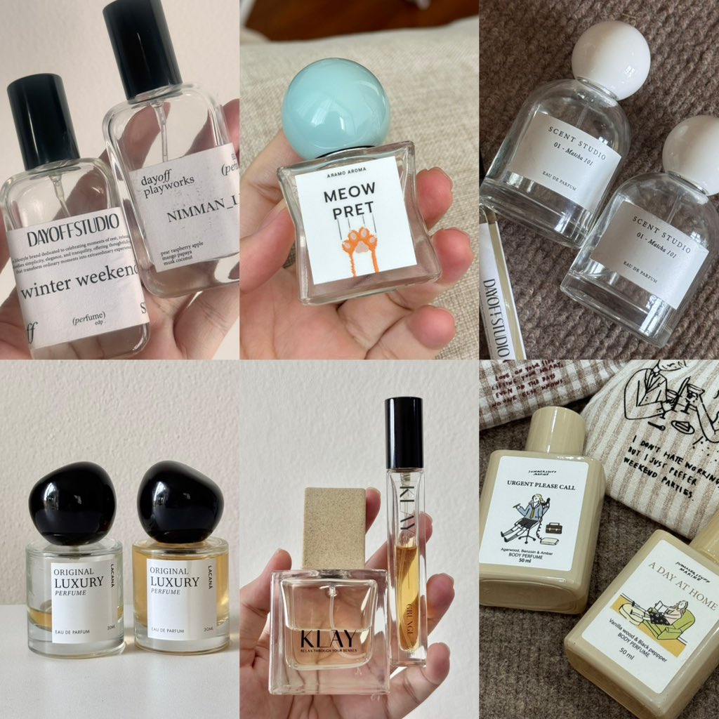 ขอแปะน้ำหอมแบรนด์ไทย (เน้นนอกกระแส) กลิ่นดี ราคาดีมากกก ติดทน 5 - 10 ชม.+ เทียบแบรนด์แพงๆได้

Dayoff • nimman life , winter weekend , matcha 01
Aramo aroma  • แมวเปตร , คนสวยขา , 185books
Scent studio • matcha 101 
Lacana • original luxury perfume 
Klay • valley , grunge