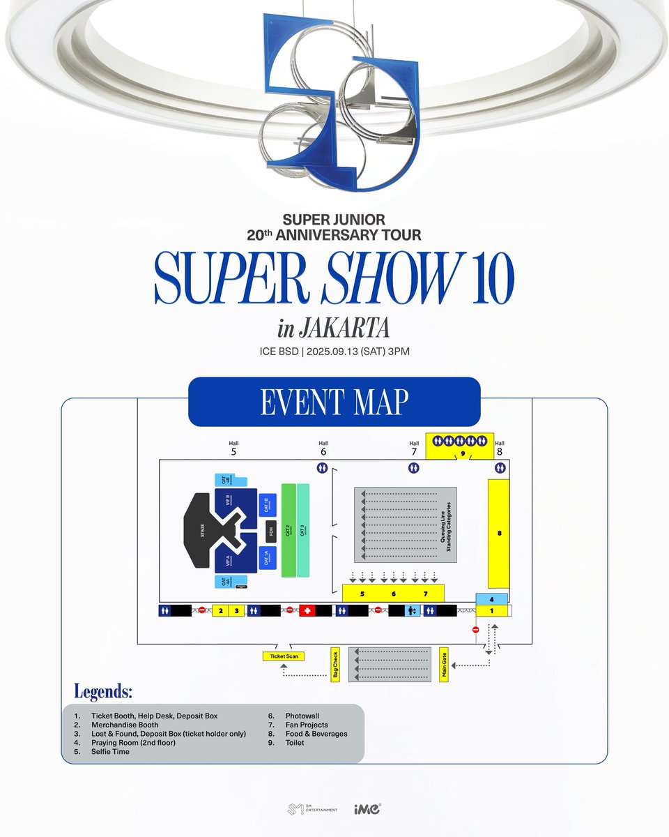 Here is the event schedule and venue map of SUPER JUNIOR 20th Anniversary TOUR <SUPER SHOW 10> in JAKARTA on 13 September 2025 at ICE BSD. Please pay attention of the schedule and the venue map direction, see you soon!

#슈퍼주니어 #SUPERJUNIOR #SUPERSHOW #SUPERSHOW10