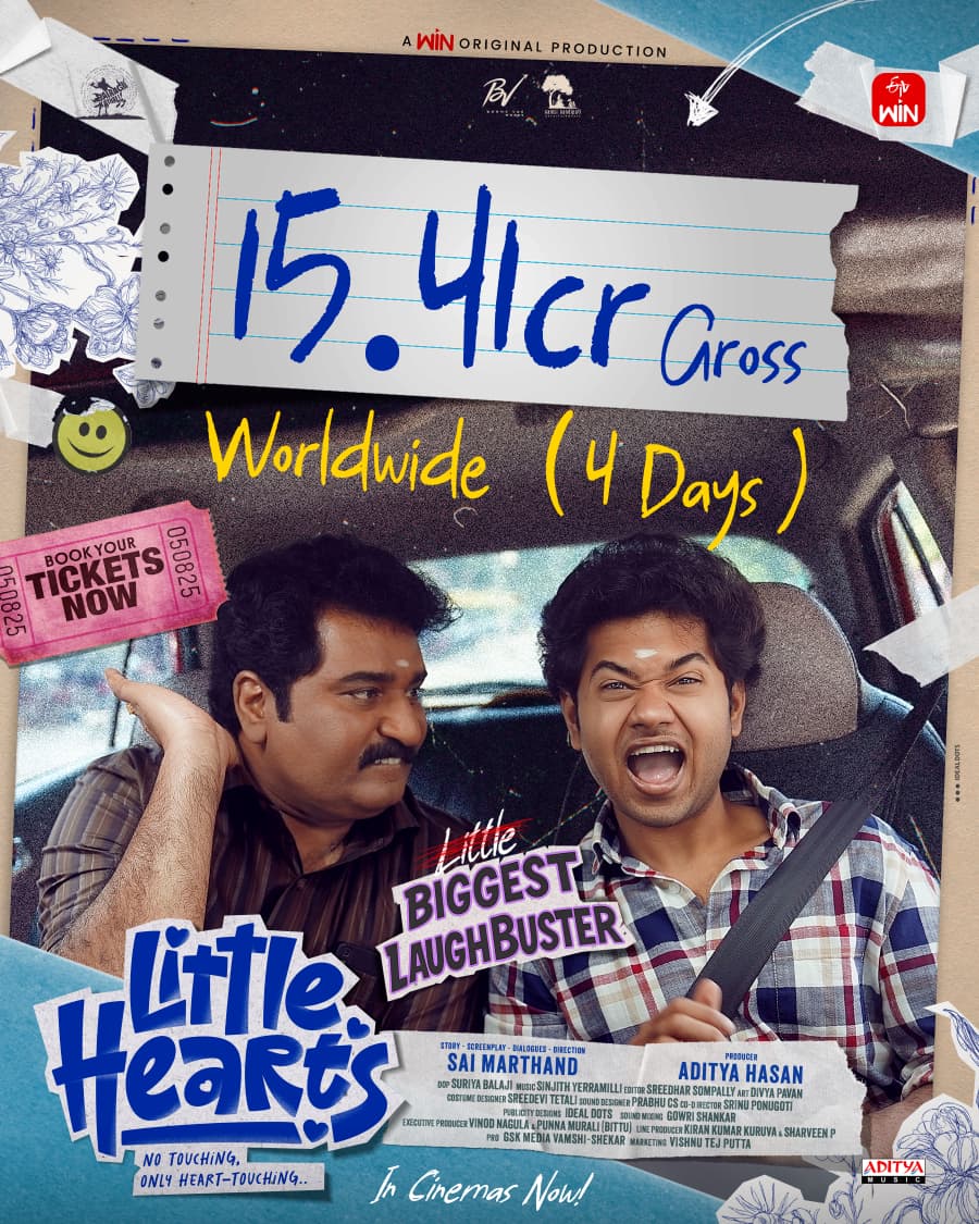 Simply #Unstoppable👌

Biggest Laughbuster.. Biggest Sensation🔥

After the Monday Madness, #LittleHearts collects 15.41 CR+ worldwide gross in just 4 days💥💥

Going Super Strong on weekdays too🤩

Experience the Fun Entertainer in Cinemas Now
🎟 bookmy.show/LittleHearts