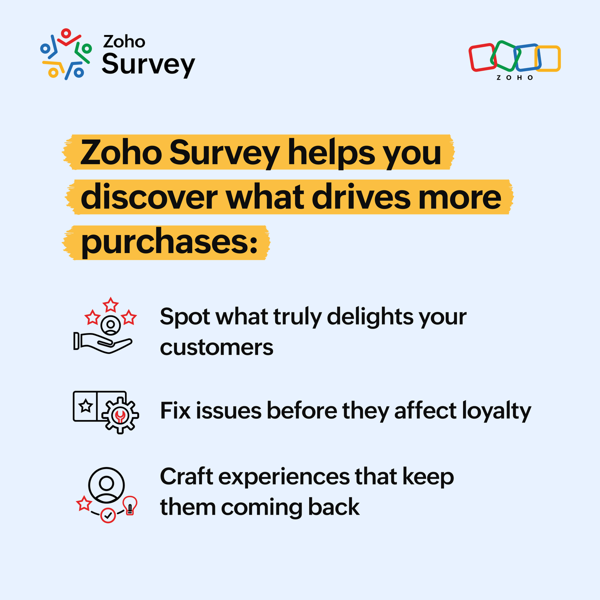 Happy customers spend more. Find out what makes them smile with Zoho Survey.  

 #Zoho #ZohoSurvey #CustomerExperience #CustomerSuccess #SurveyTools #CX