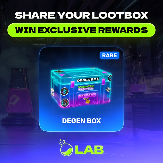 How to join the <a href="/LABtrade_/">LAB</a> Lootbox event:

• Post on X about claiming your Lootbox &amp; tag <a href="/LABtrade_/">LAB</a> 

• Share it in our socials (Twitter, Telegram, Discord)

• Event runs all week until Friday

✨ Each day, the 5 best posts qualify for a raffle with exclusive rewards.
😍Ready