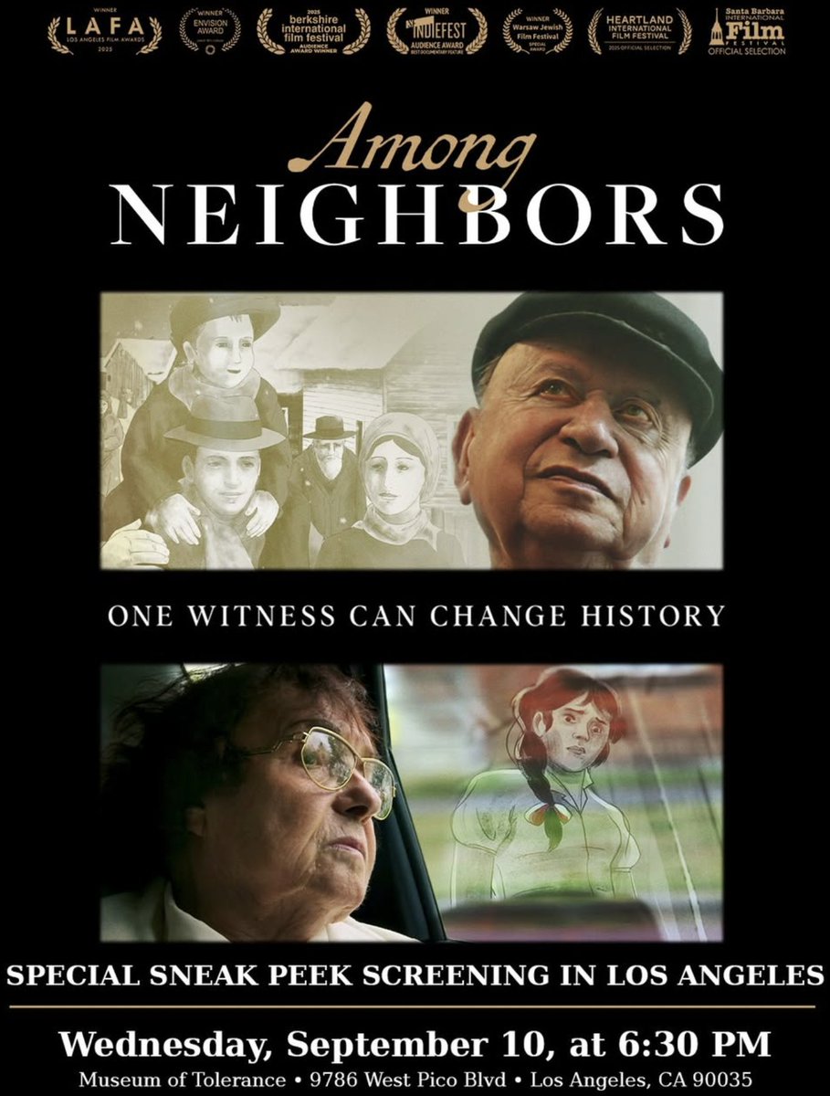 I was honored to help edit this film!

AMONG NEIGHBORS is a film about truth, silence, and the human choices that shaped history. We're having a screening in L.A. on Weds. 9/10 at the Museum of Tolerance with director Q&amp;A.
 
Learn more and RSVP: bit.ly/MuseumOfTolera…