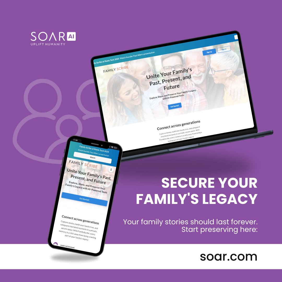 👨‍👩‍👧‍👦 Your family stories deserve to last forever. Family Scribe makes it easy with AI-guided interviews and secure legacy building.        
🔗 Start preserving: try.soar.com        

#FamilyScribe #LegacyAI #Storytelling