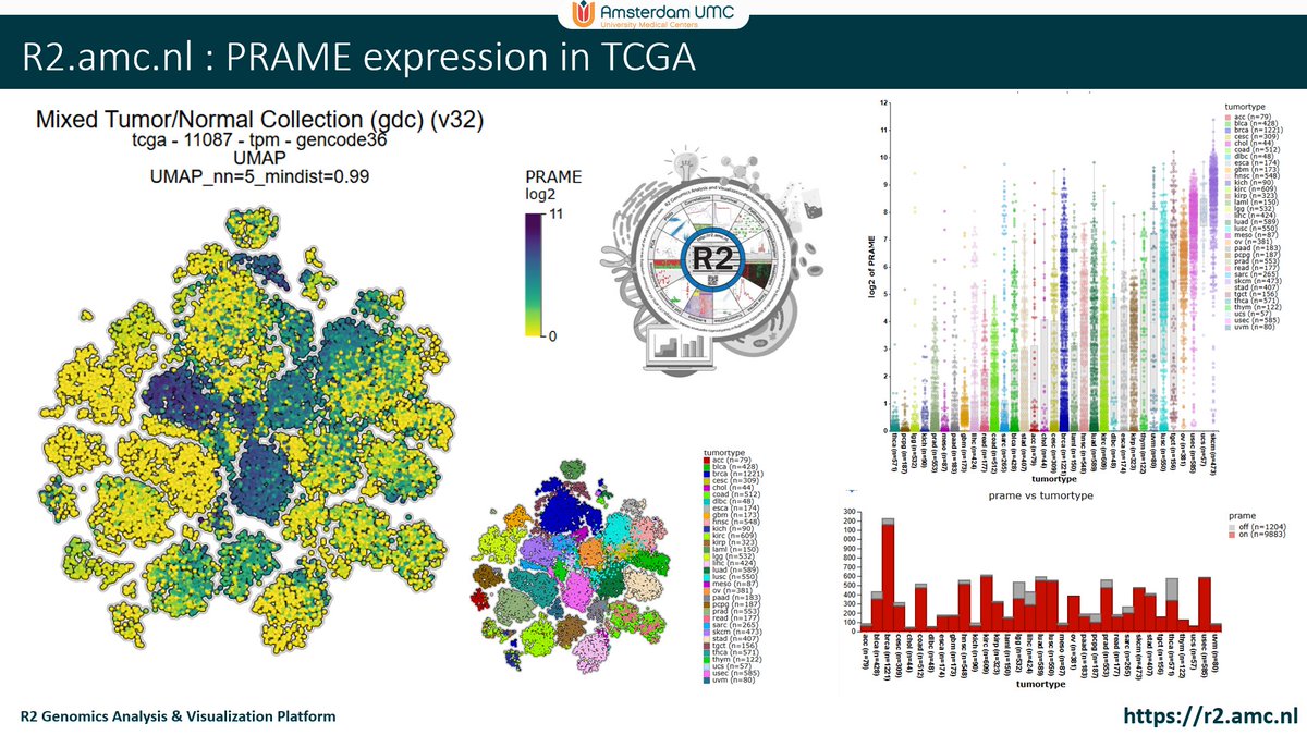r2_platform's tweet image. #PRAME expression in #TCGA
R2: open online genomics analysis and visualzation platform for biomedical researchers
r2.amc.nl
Tell your stories in data
2750+ public data sets e.g. TCGA, GTeX, DepMap
Cited > 3000 times in Pubmed
#science