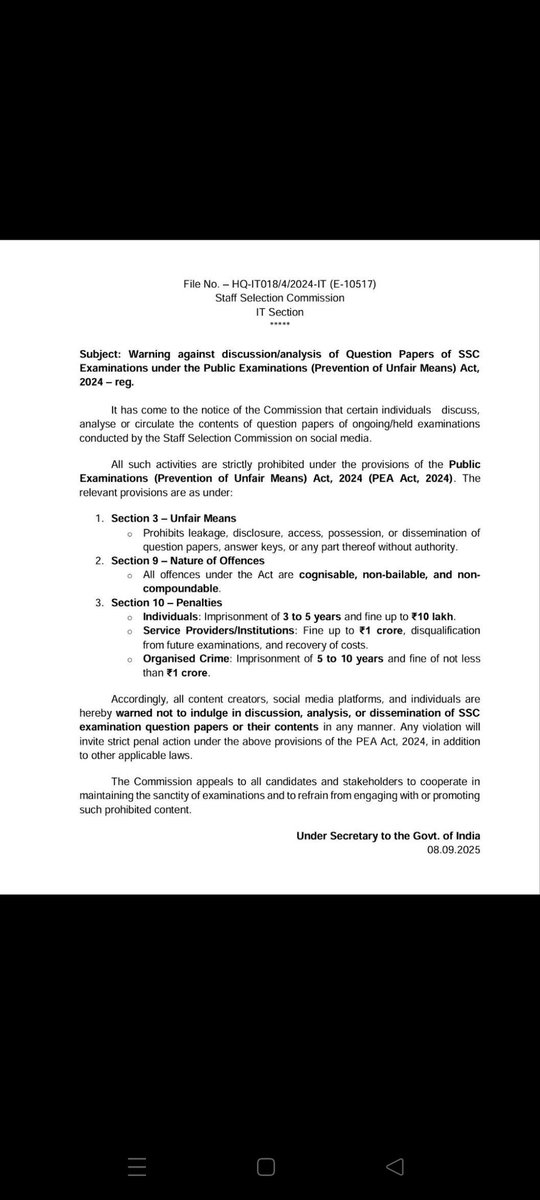 Aniket1111222's tweet image. This step by #ssc is fairly unconstitutional.
#ssc must take it back.
#ssctransparency