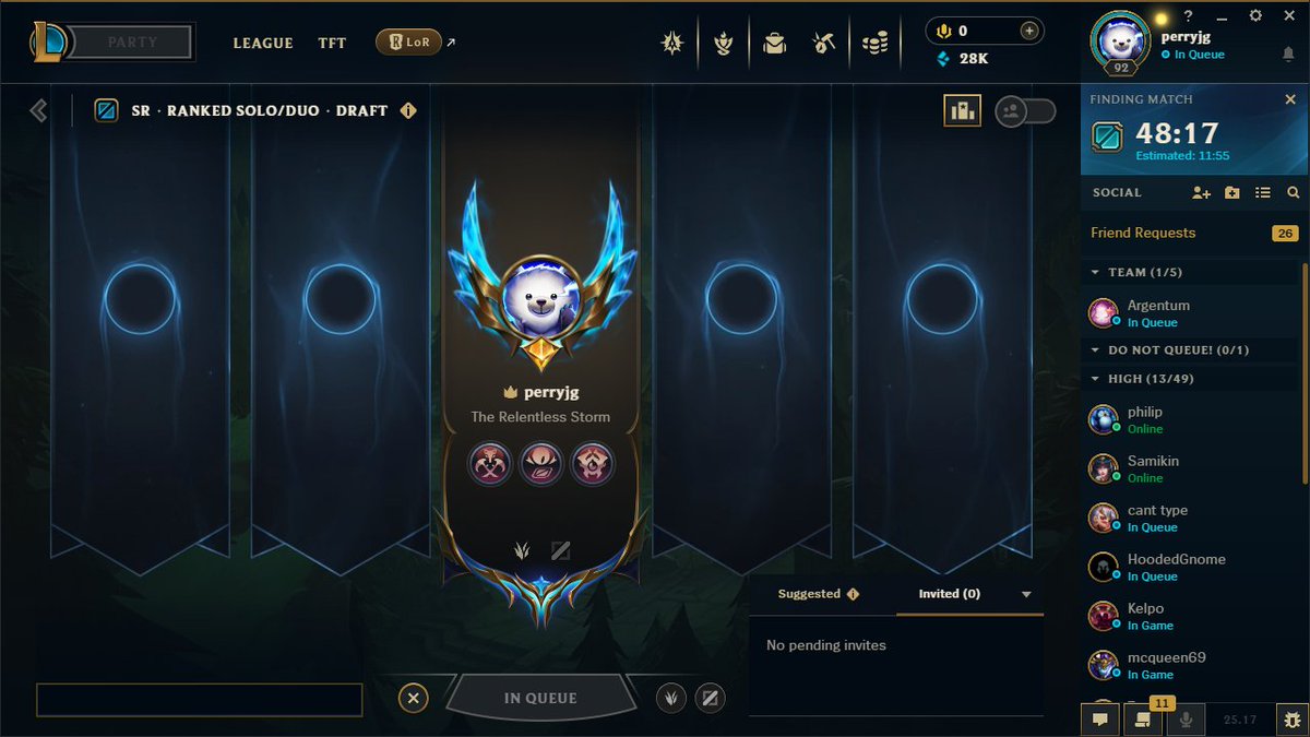 perryjglol's tweet image. "Why do high elo players smurf so much.. what about game integrity!"

I have literally been sitting here for almost an hour trying to get into a game - I started queue at 10:00 PM PST.

As a content creator you simply have to adapt to the situation until Riot can properly address…