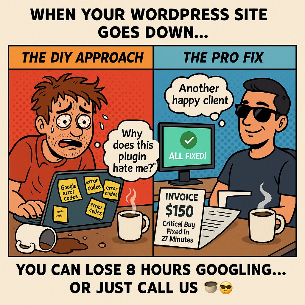 Megannewman99's tweet image. Is your WordPress site down?
Don&apos;t waste hours in a panic. We fix critical errors fast so you can get back to business.
.
.
#WordPressHelp #WebsiteDown #WebMaster #WordPressHelp, #WebsiteDown, #WordPressSupport, #WebDev