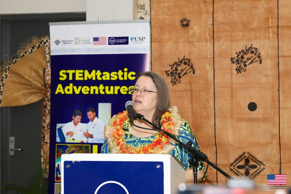 USAmbSuva's tweet photo. 🇺🇸⚛️ Delighted to open the first ever #YPL #STEM Symposium at @FNUFiji today. Together we are embracing innovation to build a future that honors our cultures, strengthens our economies, protects our shared interests, and brings prosperity to our people! https://t.co/A6zu0QZwCO