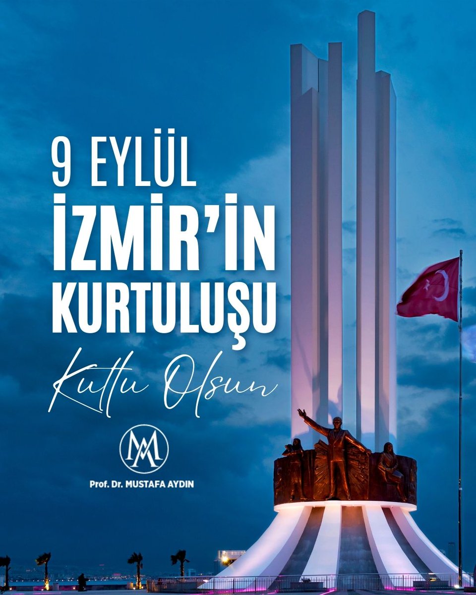 Kahraman ordumuzun destansı mücadelesiyle 9 Eylül 1922’de İzmirimiz düşman işgalinden kurtarılmış, bağımsızlığımızın ve özgürlüğümüzün mührü vurulmuştur.

Gazi Mustafa Kemal Atatürk başta olmak üzere tüm kahraman şehit ve gazilerimizi minnet, rahmet ve şükranla anıyorum.

103 yıl