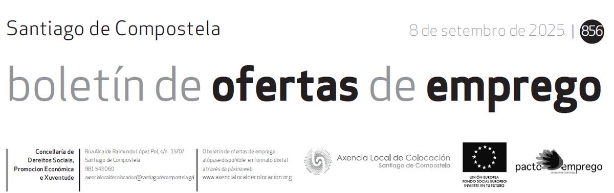 Xa podes consultar na web o boletín de ofertas desta semana tinyurl.com/3ysxyjdf
 #emprego