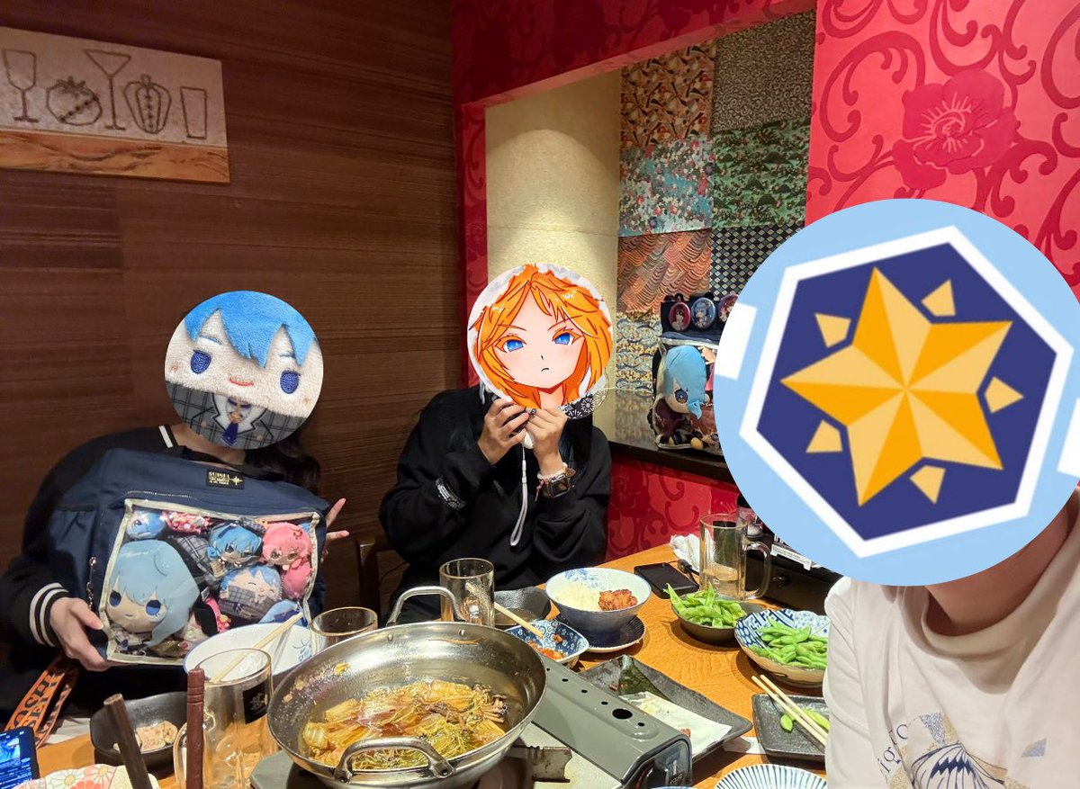 had dinner with <a href="/melange82/">Yura 🌂☄️</a> and <a href="/yuna_desuyoo/">Yuna☄️</a> after holohanabi last sat 🙂‍↕️