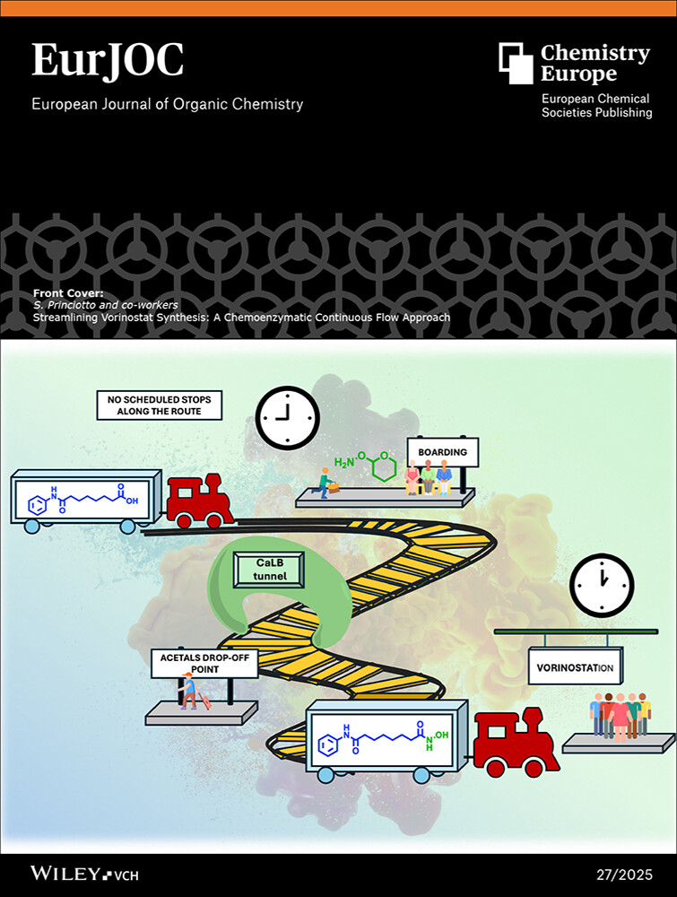 Back to the Lab  with some exciting news to share! 

Our recent work,
"Streamlining Vorinostat Synthesis: A Chemoenzymatic Continuous Flow Approach", 
has been highlighted on the cover of the Eur. J. Org. Chem. <a href="/ChemEurope/">Chemistry Europe</a> 

Check out the full paper here:
doi.org/10.1002/ejoc.2…