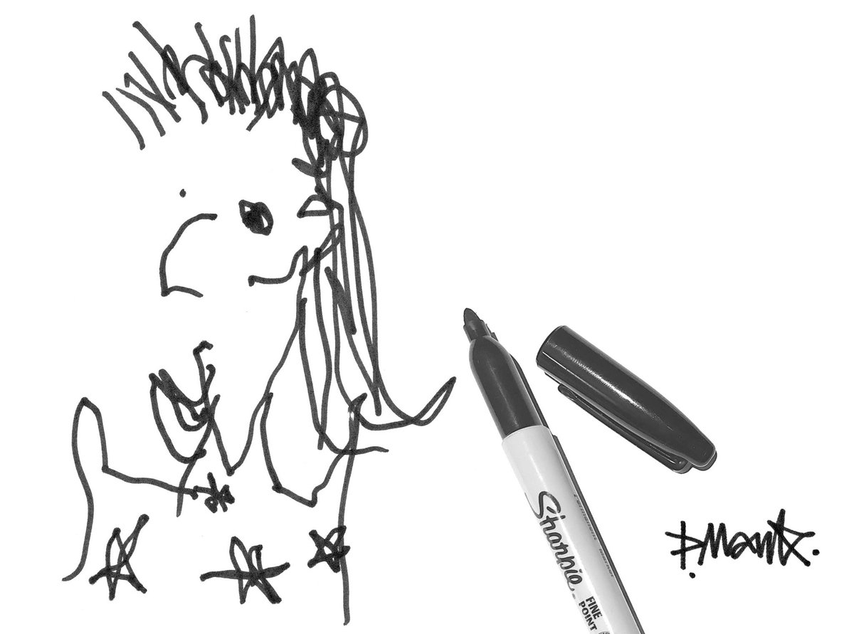 Revisited. My 15-20 second doodle, left handed (I'm right) Drawing of Mr. David Bowie, I was quite pleased with the result. #BowieForever
