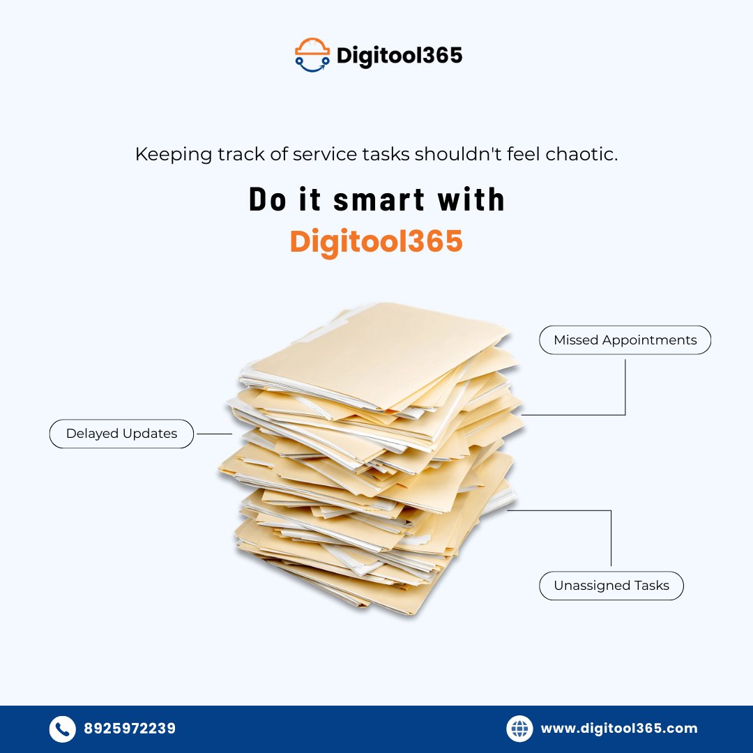 aim2c_official's tweet image. Stop drowning in missed appointments, delayed updates &amp;amp; unassigned tasks. 📂
✨ Do it smart with #Digitool365 – streamline, track &amp;amp; deliver service excellence! 🚀
🔗 digitool365.com

#FieldService #TaskManagement #SmartWork