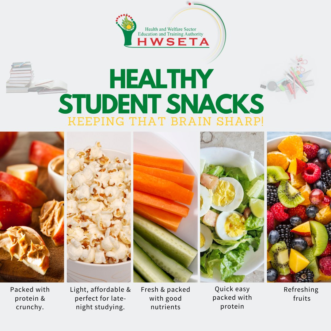 HWSETA_SA's tweet image. 🌸 Spring is here and so is exam season snacking! Healthy snacks don’t just keep hunger away they boost energy and focus and help you stay sharp for those long study sessions. Staying energised doesn’t have to break the bank. 🍿🥕🍳 
 
#SpringWellness #StudentLife