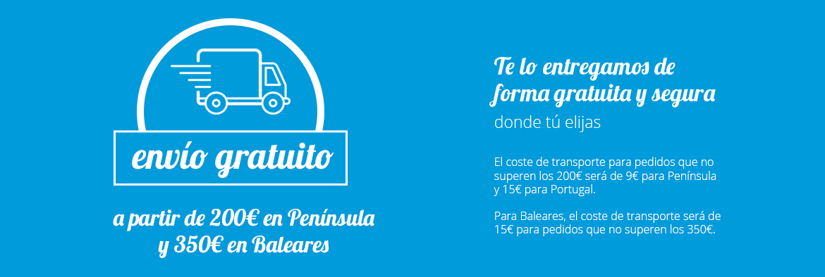 🎉¡Recuerda que los pedidos que superan los 200€ en península o los 350€ en Islas Baleares tienen el envío GRATUITO!🎉