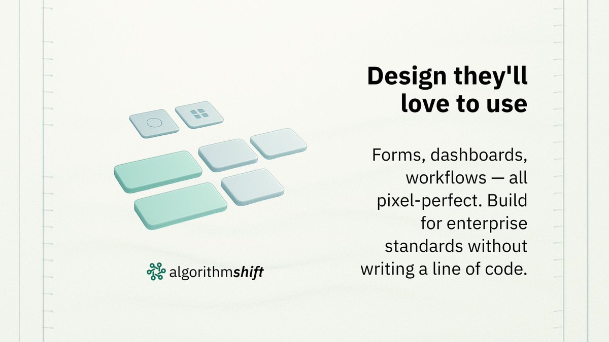 algorithmshift's tweet image. Enterprise apps fail when design fails. With AlgorithmShift.ai, every form, dashboard & workflow is pixel-perfect out of the box—no design team, no code.
algorithmshift.ai
#EnterpriseUX #NoCode #LowCode #UXDesign #DigitalTransformation