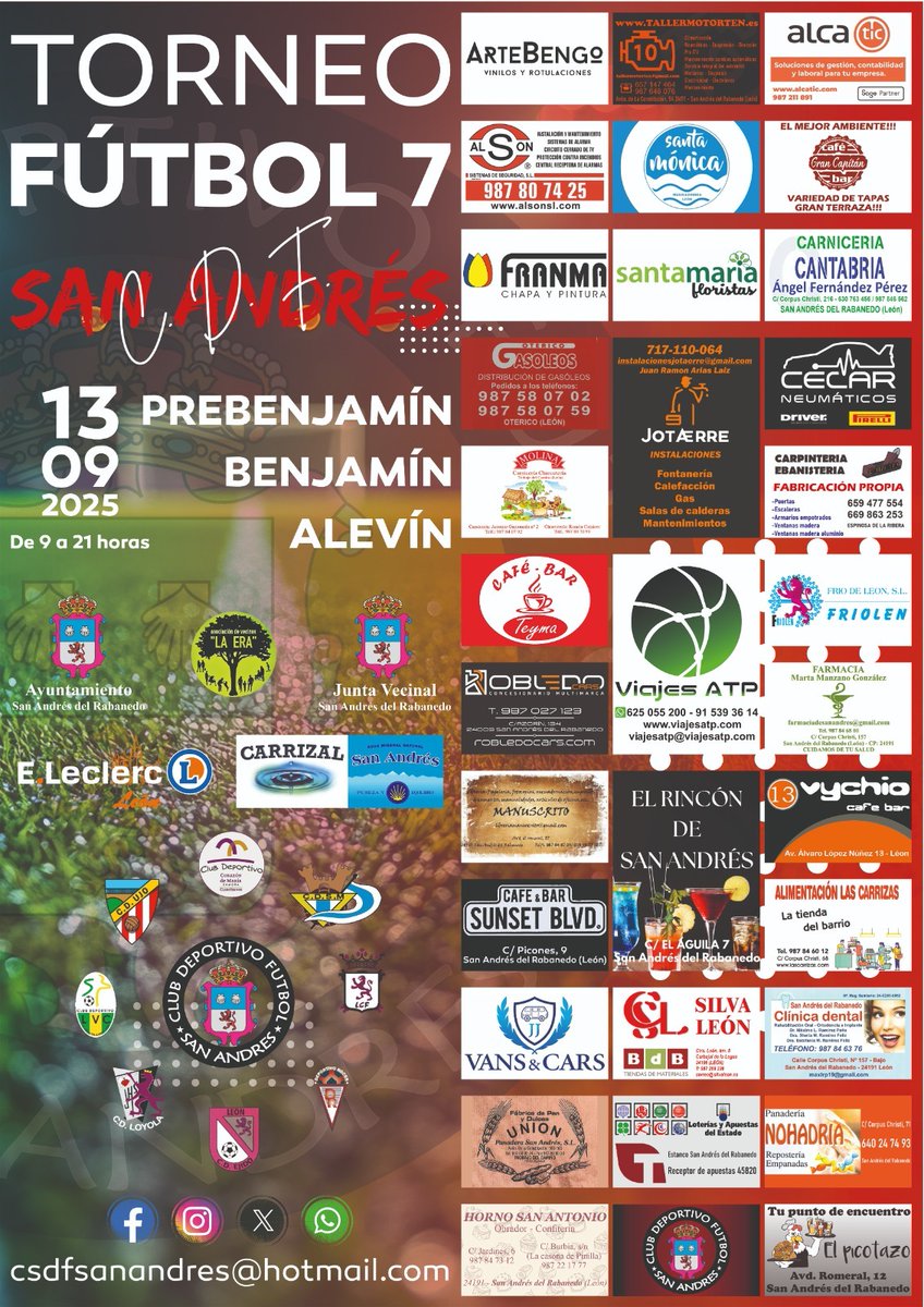 Restablecido el suministro de agua para el riego por parte del Ayuntamiento de San Andrés del Rabanedo y con su colaboración, así como la de la Pedanía De San Andrés del Rabanedo y la Asociación de Vecinos La Era, retomamos nuestro Torneo de F-7